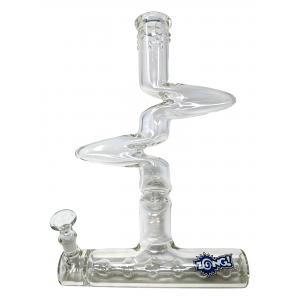 15.5" ZONG! Clear 3-Kink Zong with 10" Inline Barrel Perc 2-In-1 Bubbler & Water Pipe- [ZUB50]